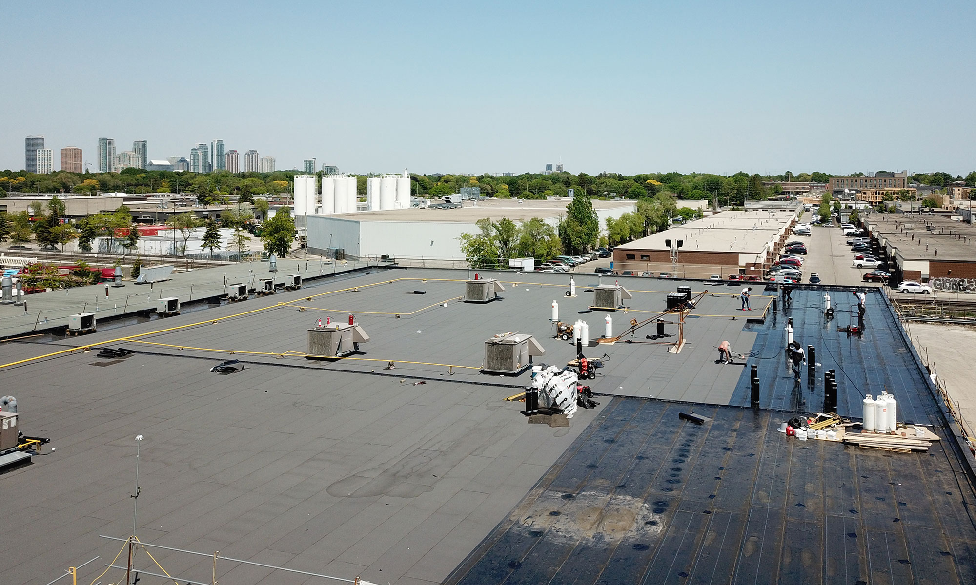 commercial roof in need of repairs